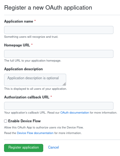 Oauth2 Github Registration Page